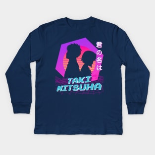 Taki Mitsuha - Vaporwave Kids Long Sleeve T-Shirt